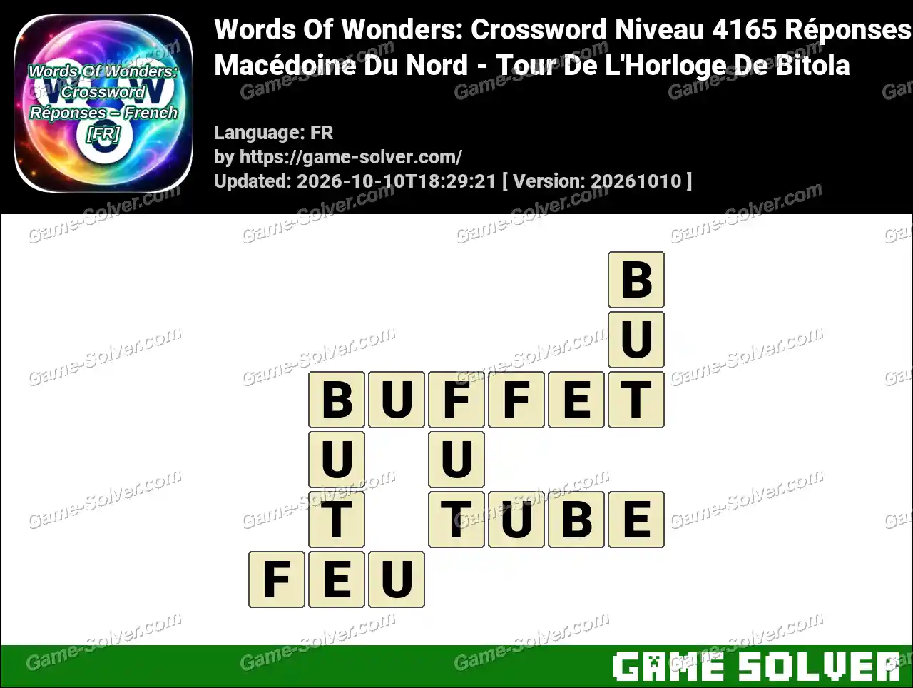 Words Of Wonders: Crossword Niveau 4165 Réponses – Macédoine Du Nord – Tour De L’Horloge De Bitola
